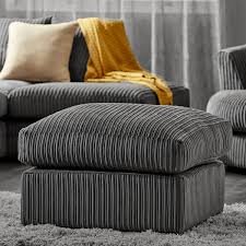 AMALFI JUMBO CORD CUSHION TOP FOOTSTOOL - GREY