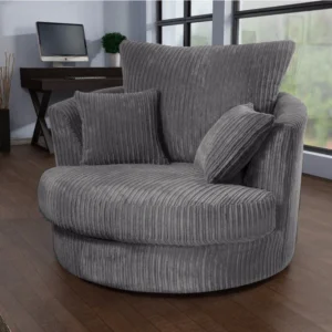 AMALFI JUMBO CORD SWIVEL CHAIR - GREY