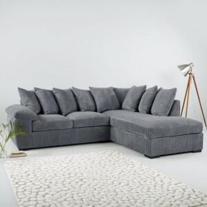 AMALFI JUMBO CORD RIGHT HANDED CORNER SOFA - GREY